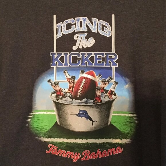 Tommy Bahama Icing the Kicker LS Pocket Tee Men’s 3XL Coal Heather Graphic Shirt - Picture 2 of 5